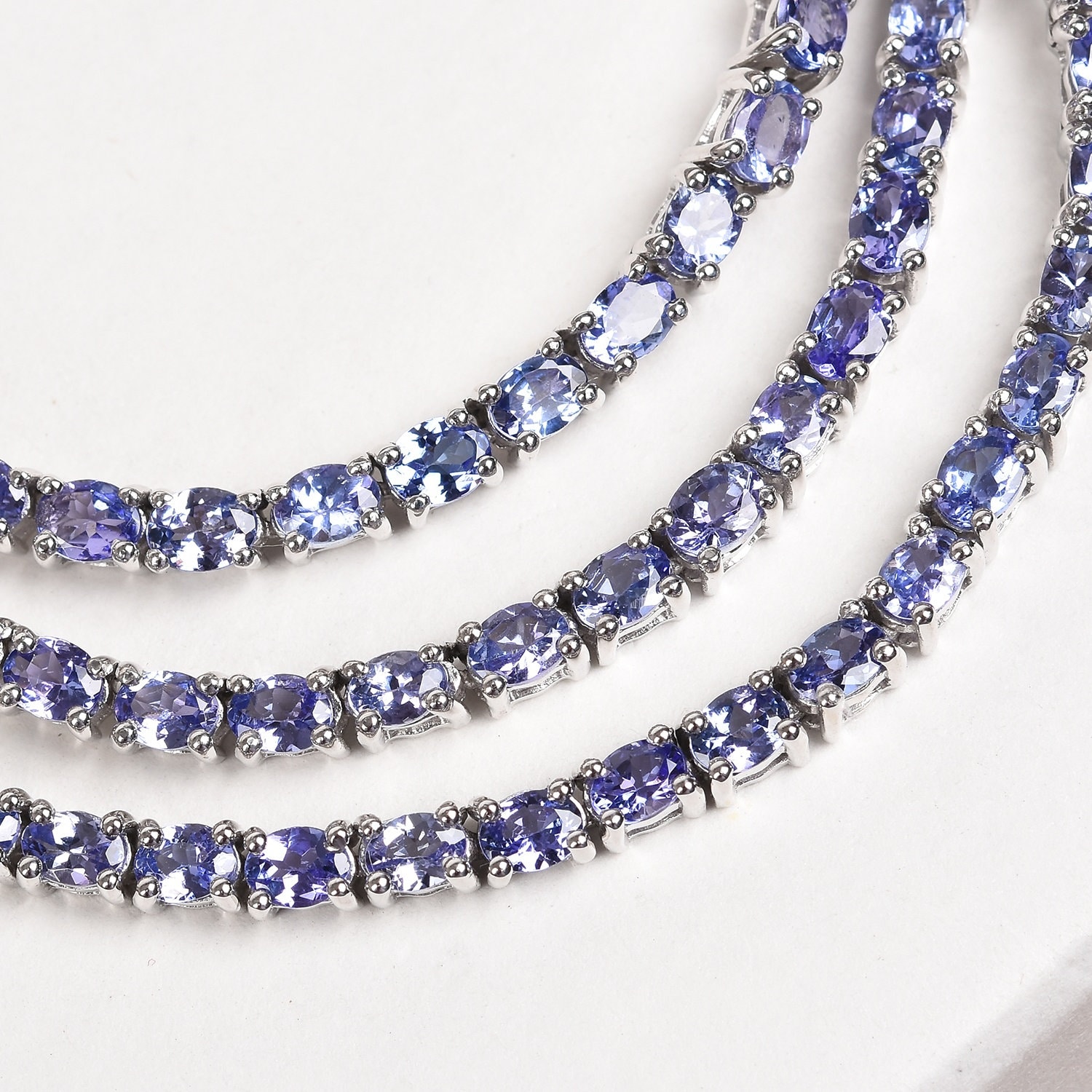Gemstone Rhodium Over Jtv Tanzanite Necklace AAAA Tanzanite Tennis