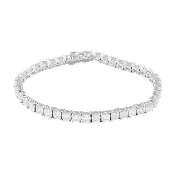 スターリングシルバーのアッシャーカットモアッサナイトテニス