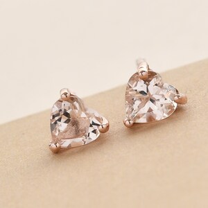 Morganite Solitaire Stud Earrings in Vermeil Rose Gold Over Sterling Silver , Morganite Stud Earring, Morganite Jewelry, Gift for Her