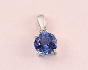 AAAA Tanzanite Solitaire Pendant in Sterling Silver, Tanzanite Pendant, Tanzanite Necklace, Tanzanite Jewelry, Gift for her