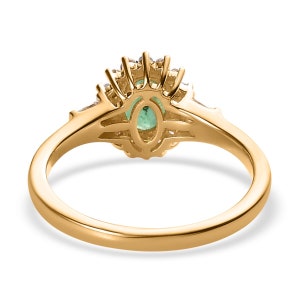 Zambian Emerald and White Zircon Ring in Vermeil Yellow Gold Over Sterling Silver , Emerald Ring, Emerald Jewelry, May Birhstone Ring image 3