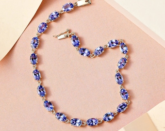 AAAA Tanzanite Tennis Bracelet in Sterling Silver, Tanzanite Bracelet, Tanzanite Jewelry, Gemstone Bracelet, Gift for Her