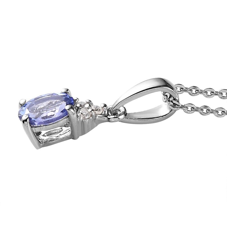 AAAA Tanzanite and Moisssanite Ring and Pendant Necklace Set in Platinum Over Sterling Silver, Tanzanite Jewelry Set, Gift For Her image 3
