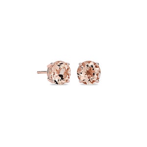 Morganite Stud Earring in Rose Gold Plated Sterling Silver, Morganite Earring, Morganite Jewelry, Gift for Her