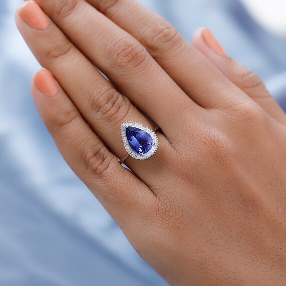 Buy AAAA Tanzanite and E F VS2 Diamond Ring in 14K Solid White Gold Tanzanite Ring Tanzanite Jewelry Tanzanite Diamond Ring Gift for Her Online in India Etsy