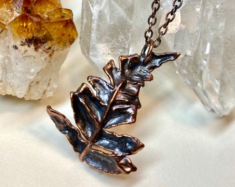 Copper Fern Pendant, Electroformed Copper Necklace