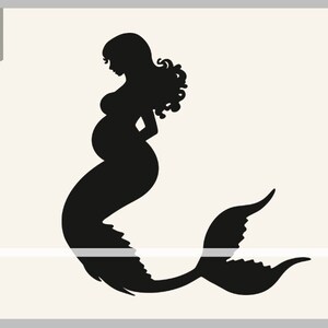 Bella sirena SVG, sirena incinta, mamma in attesa, sirenetta, amore in formato SVG, clip art decalcomania stencil modello trasferimento vettore SVG