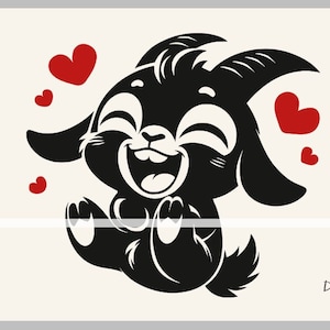 Svg de bébé chèvre, svg de chèvre qui rit, fichier coupe animaux de la ferme, svg de chèvre heureux, transfert d'autocollant de sticker clipart pochoir, vecteur de chèvre, vecteur dxf de chèvre