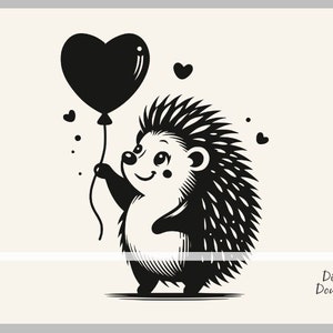 Igel SVG, Igel hält einen Ballon, Igel lustig svg, Niedliches Igel Clipart, Igel Vektor, Igel Clip Art, Igel Cricut SVG