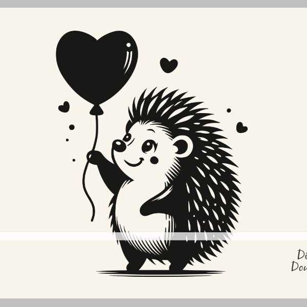 Hedgehog SVG, Hedgehog Holding a Balloon, Hedgehog Funny svg, Cute Hedgehog Clipart, Hedgehog Vector, Hedgehog Clip Art, Hedgehog Cricut SVG