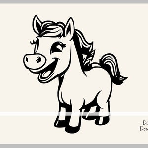 Cavallo che ride in formato SVG, cavallo divertente in formato SVG, file di taglio baby shower, uccello carino in formato SVG, clipart stencil decalcomania adesivo trasferimento vettoriale, cavallo carino dxf