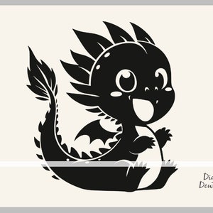 Baby drago in formato SVG, simpatico cucciolo di drago in formato SVG, file di taglio baby shower, uccello carino in formato SVG, clipart stencil decalcomania adesivo trasferimento vettoriale, Baby Drago dxf