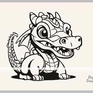 Baby drago in formato SVG, simpatico cucciolo di drago in formato SVG, file di taglio baby shower, uccello carino in formato SVG, clipart stencil decalcomania adesivo trasferimento vettoriale, Baby Drago dxf