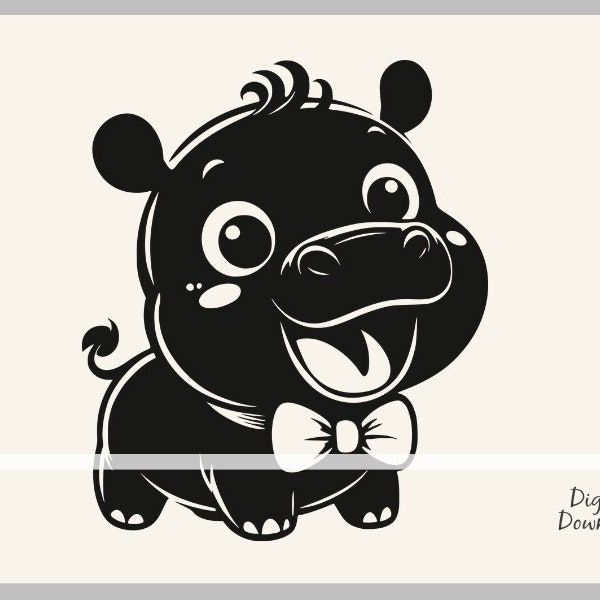 Hippo SVG, Baby Hippo SVG, Cute Hippo svg, Baby Hippo Cut File, Cricut Files, Happy Animal svg, Cute Hippo Clipart, Cut Files, DXF Vector