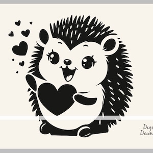 Igel SVG, Igel hält ein Herz, Igel lustig svg, Niedliches Igel Clipart, Igel Vektor, Igel Clip Art, Igel Cricut SVG