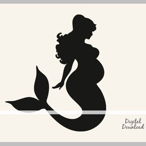 Schöne Meerjungfrau SVG, schwangere Meerjungfrau, erwartet Mama, Baby Meerjungfrau, Liebe SVG, Clip Art Aufkleber Vorlage Transfer SVG Vektor