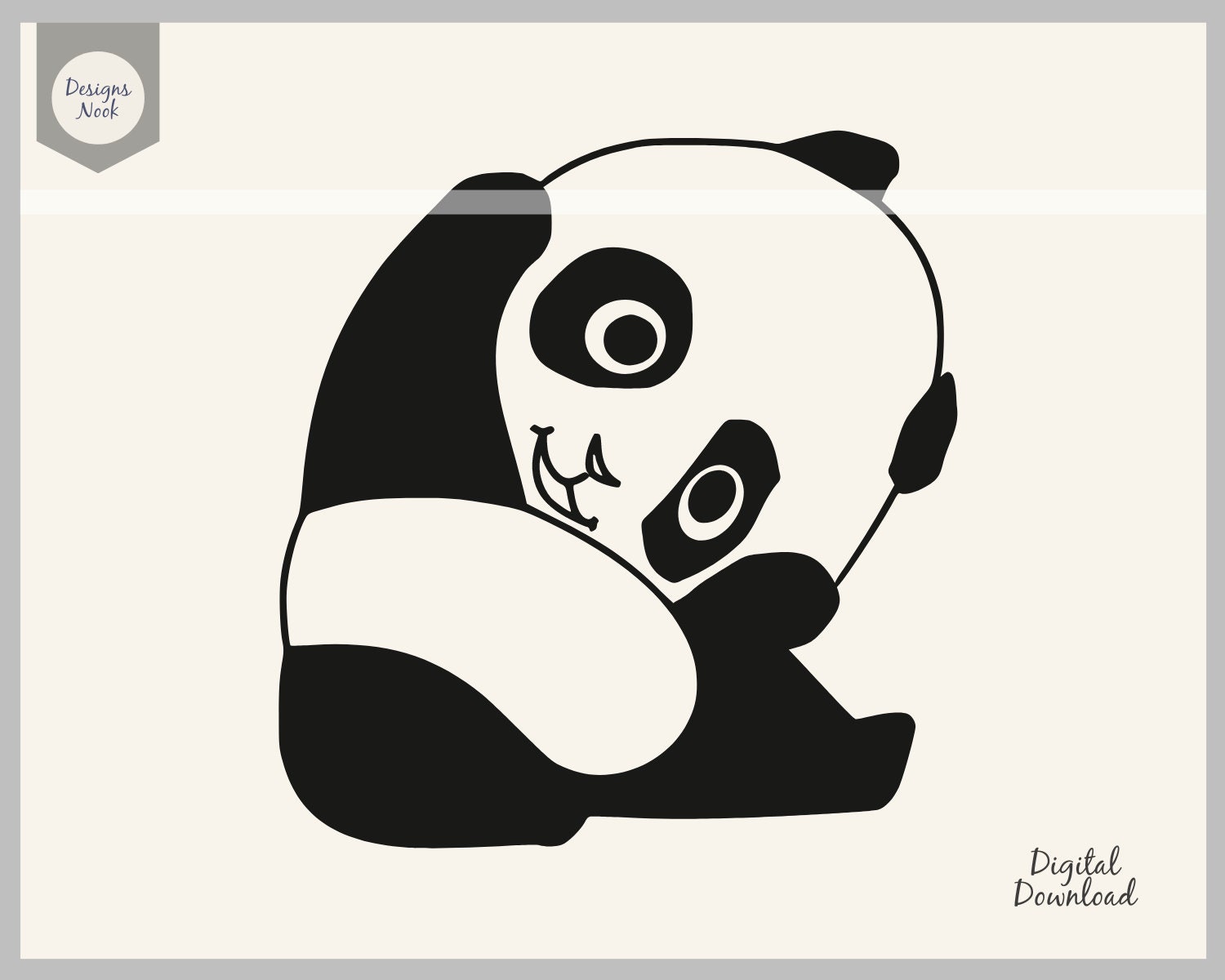 Baby Panda Svg, Baby Panda Cut File, Baby Panda Silhouette, Hello Panda ...