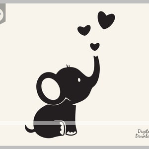 Baby Elefant Plotterdatei, Baby Shower Plotterdatei, Elefant Herzchen, Clipart Stencil Decal Sticker transfer vector 1039