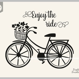 Bicicletta svg, godetevi il giro svg, bicicletta tagliato file, bicicletta clip art, bicicletta decalcomania, viaggio svg, clip art stencil template vector cut file 1035