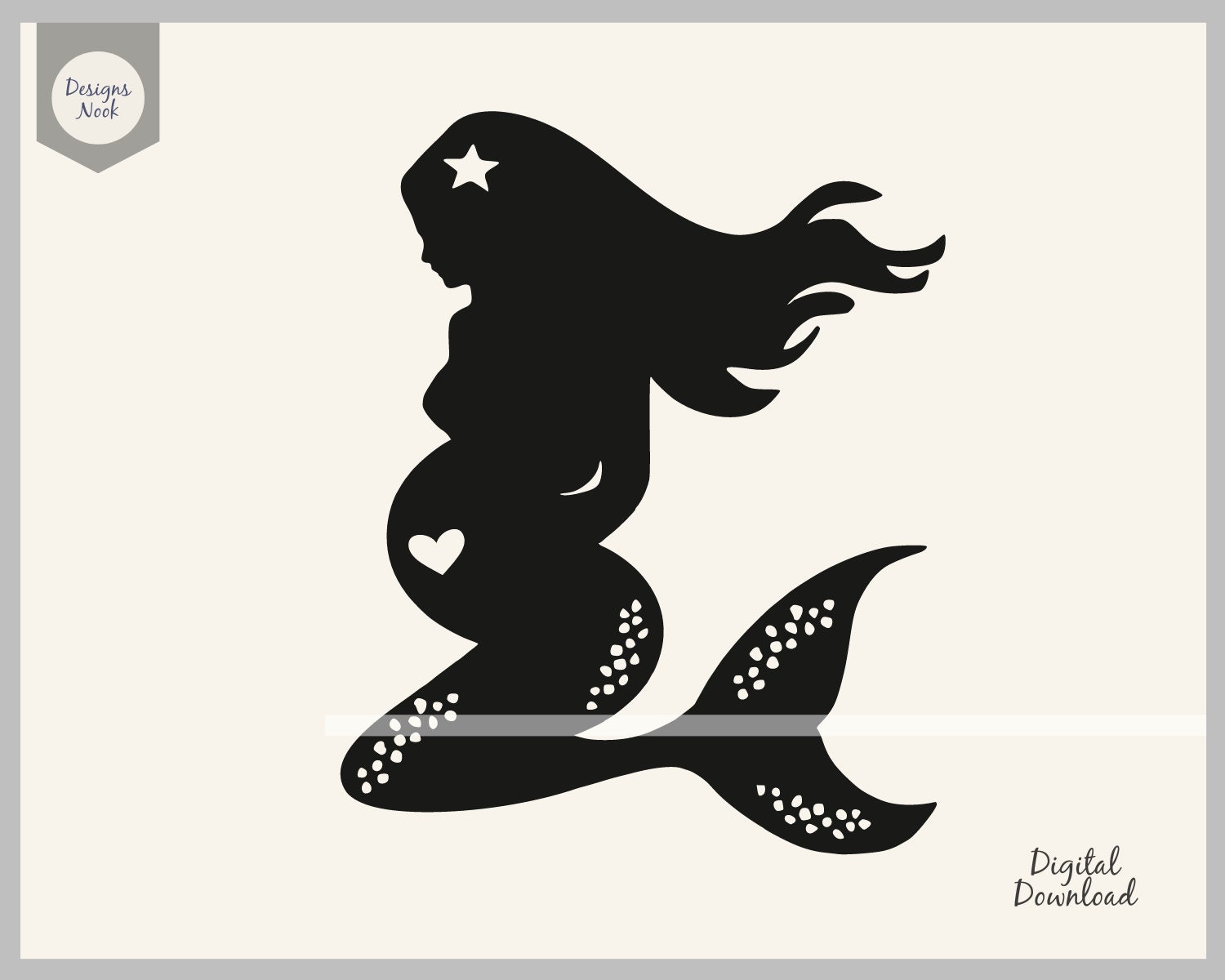 Beautiful Mermaid SVG, Pregnant Mermaid, Expecting Mommy, Baby Mermaid