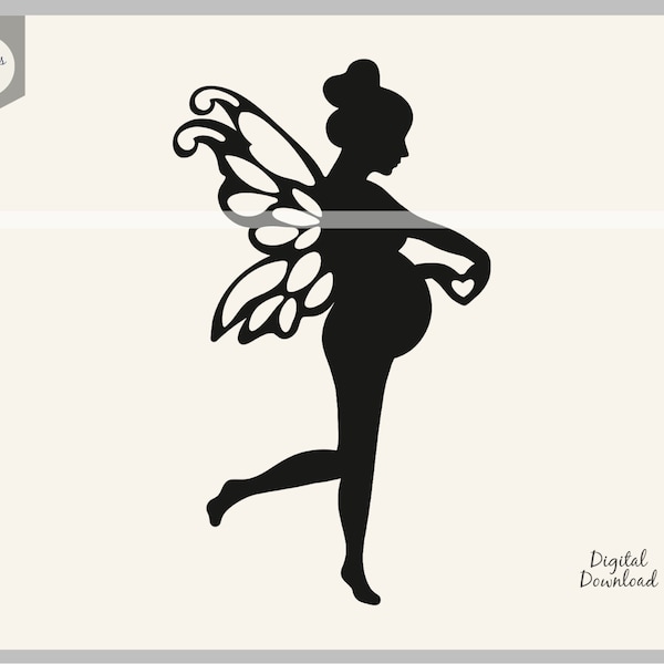 Pregnant Fairy SVG, Pregnant Fairy PNG Clipart, Pregnant Fairy Cake Topper, Pregnant Fairy Vector, Pregnant Fairy Cricut File, Fairy DXF