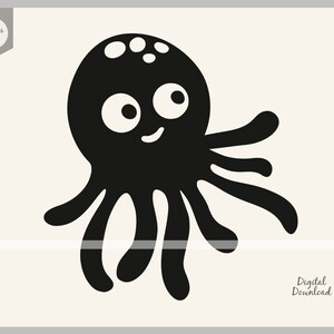 Baby Octopus SVG, Baby Octopus geschnitten Datei, niedliche Baby Octopus Clipart, Octopus Silhouette, Meeresbewohner SVG geschnitten Datei, Octopus Aufkleber Vorlage