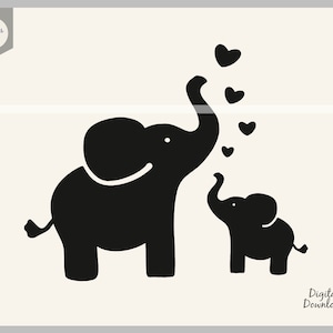 Madre y bebé elefante svg, elefante lindo, archivo de corte de baby shower, mamá y bebé svg, plantilla de imágenes prediseñadas calcomanía pegatina vector de transferencia digital