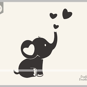 Baby Elefant Plotterdatei, Baby Shower Plotterdatei, Elefant Herzchen, Clipart Stencil Decal Sticker transfer vector 1039