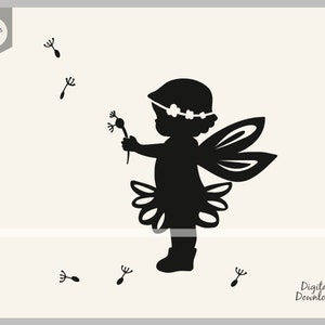 Fee svg, süße Fee Mädchen, Geburtstag Fee, Fee geschnitten Datei, Fee Silhouette, Baby-Dusche geschnitten Datei Aufkleber Clipart ClipArt digital 1267