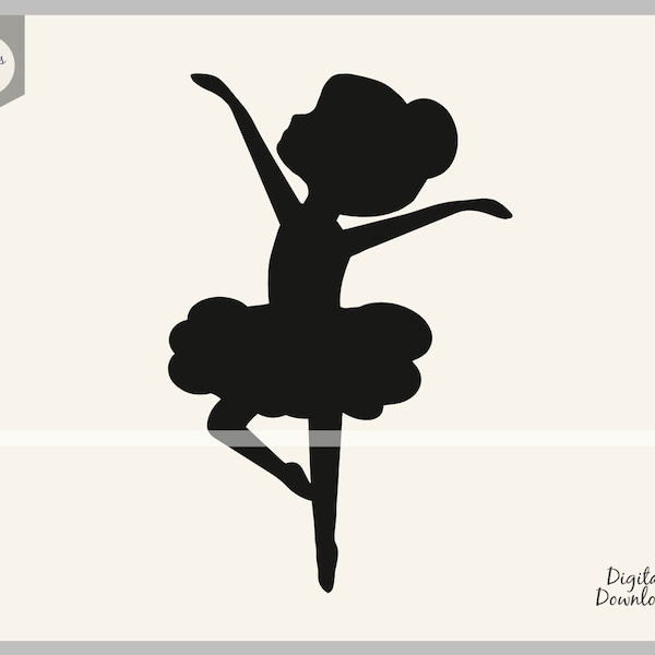 Ballerina svg, little ballerina svg, ballerina cut file, dance svg, dancing little girl, ballerina decal clip art vector stencil 1061