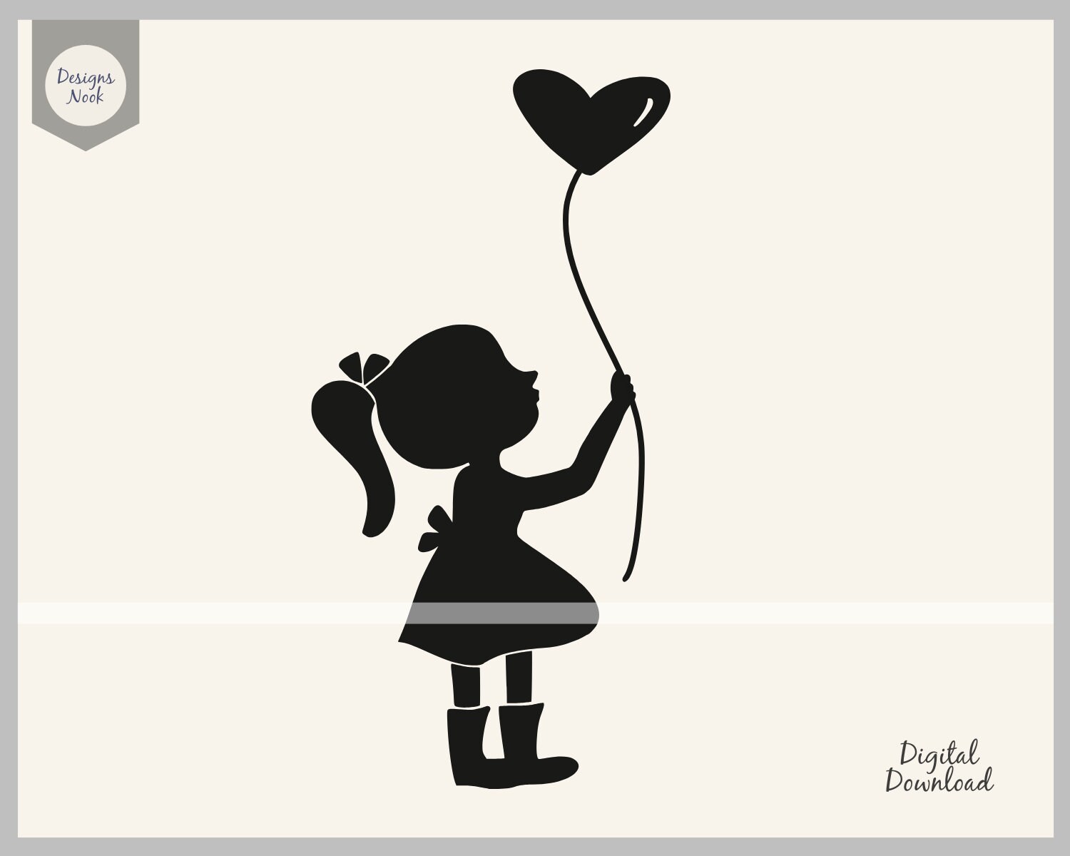Girl Holding Balloon, Sweet Girl Svg, Cute Girl Svg, Girl Cut File