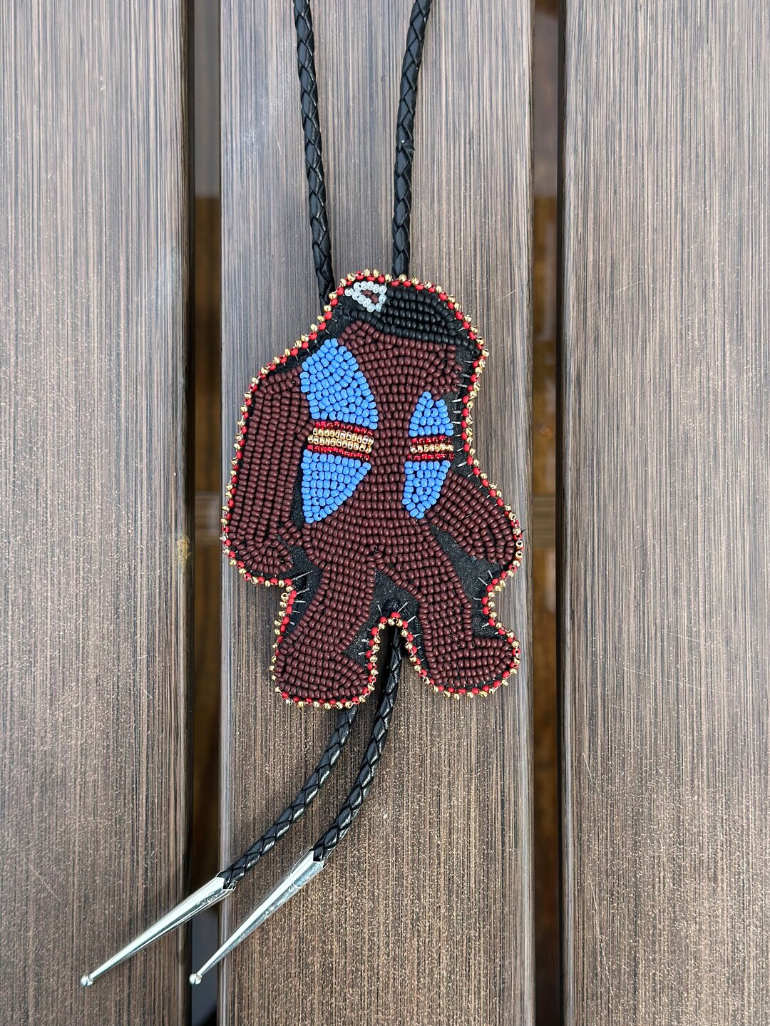 Bigfoot Este Cvpko Beaded Bolo Tie With Sterling Silver Tips Etsy