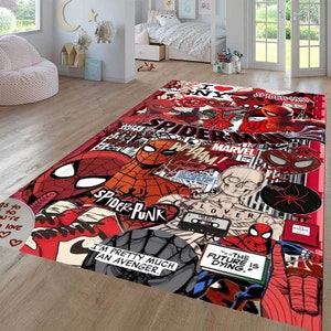 Spiderman Rug, Cartoon Rug, Boyroom Rug, Children Rugs, Gift For Him, Gift For Her, Machine Washable Rug, Bedroom Rug, Pattern Rug