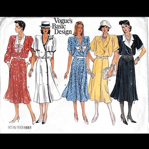 Vintage VOGUE&#39;s Basic Design Sewing Pattern No. 1551 (Size: 14-16-18) PDF SCAN