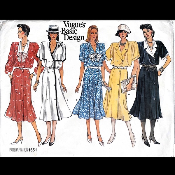 Vintage VOGUE's Basic Design Sewing Pattern No. 1551 (Size: 14-16-18) PDF SCAN