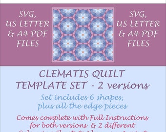 Clematis  EPP Template Set - SVG, US Letter & A4 versions