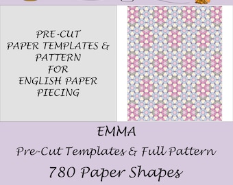 Moldes e padrões de papel pré-cortados EMMA para patchwork inglês.