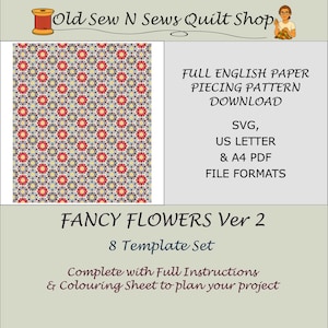 FANCY FLOWERS V2 English Paper Piecing Quilt Pattern – Digital Download