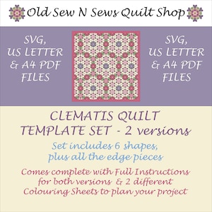 Clematis  EPP Template Set - SVG, US Letter & A4 versions