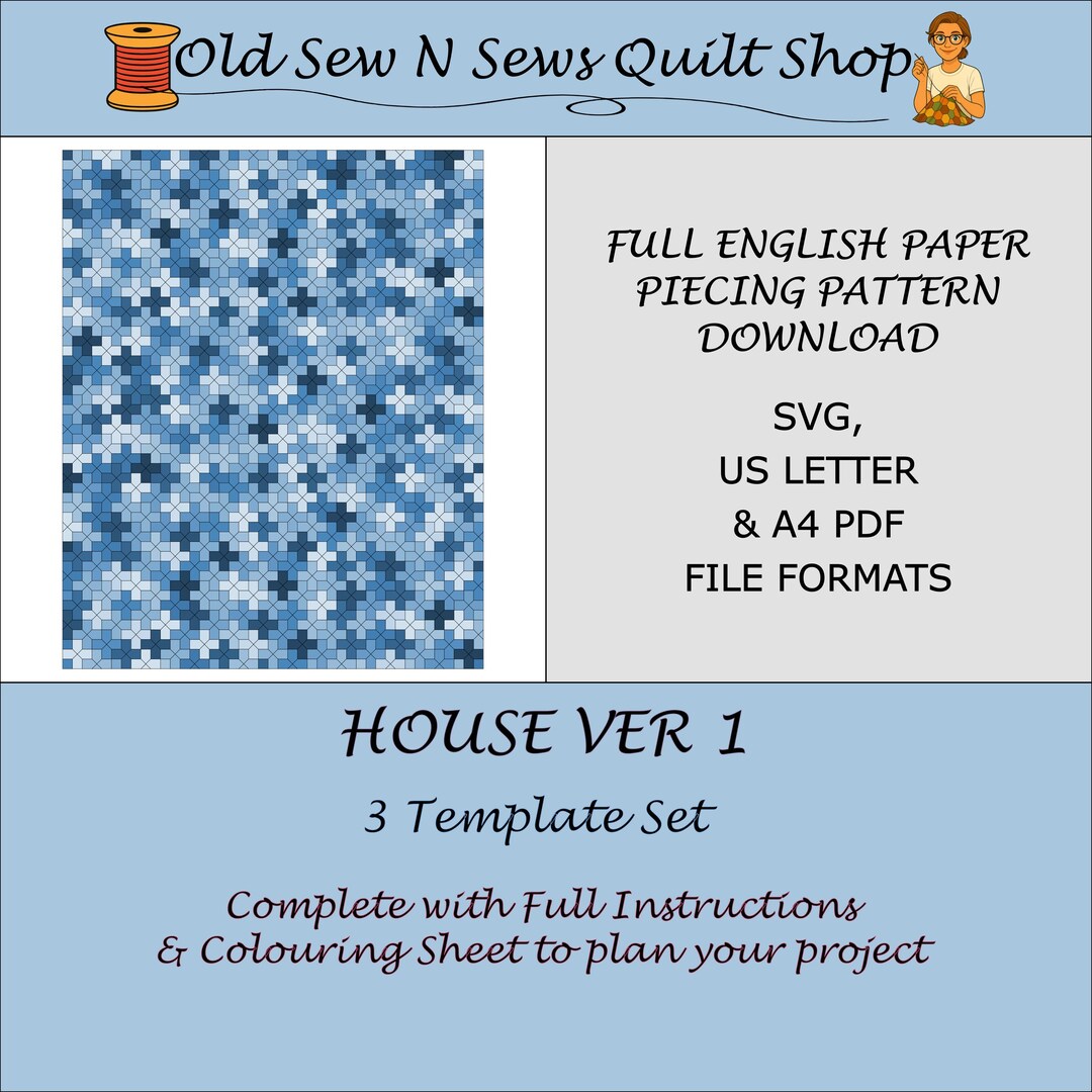 House VER 1 English Paper Piecing Quilt Pattern – Digital Download - Etsy