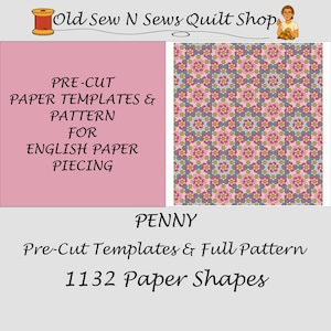 Plantillas y patrones de papel precortados PENNY para patchwork inglés