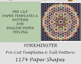 YORKMINSTER Moldes e padrões de papel pré-cortados para patchwork inglês