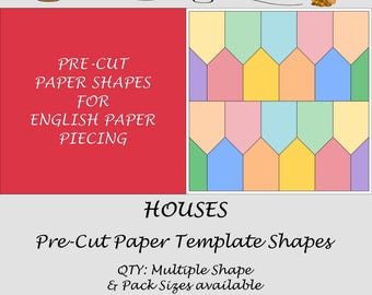CASAS - Moldes de papel pré-cortados apenas para patchwork inglês.