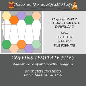 Coffin English Paper Piecing Templates - 4 Sizes – Digital Download