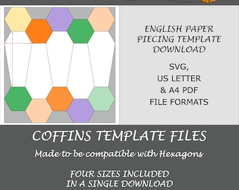 Coffin English Paper Piecing Templates - 4 Sizes – Digital Download