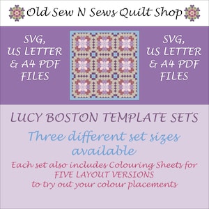Ensembles de modèles PPE Lucy Boston - Trois tailles en une - versions SVG, lettre US et A4
