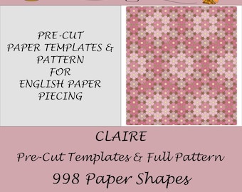 CLAIRE Moldes e padrões de papel pré-cortados para patchwork inglês