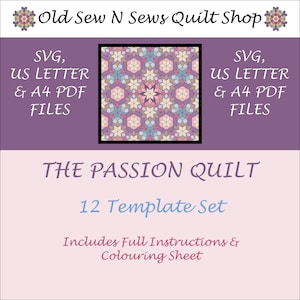 Set di modelli EPP per trapunta passione, versioni SVG, US Letter e A4