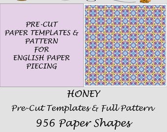 HONEY Pre-Cut Paper Templates and Pattern for English Paper Piecing