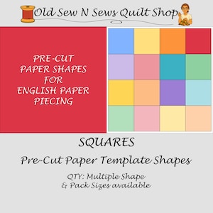 SQUARES Pre-Cut Paper Templates Only for English Paper Piecing
